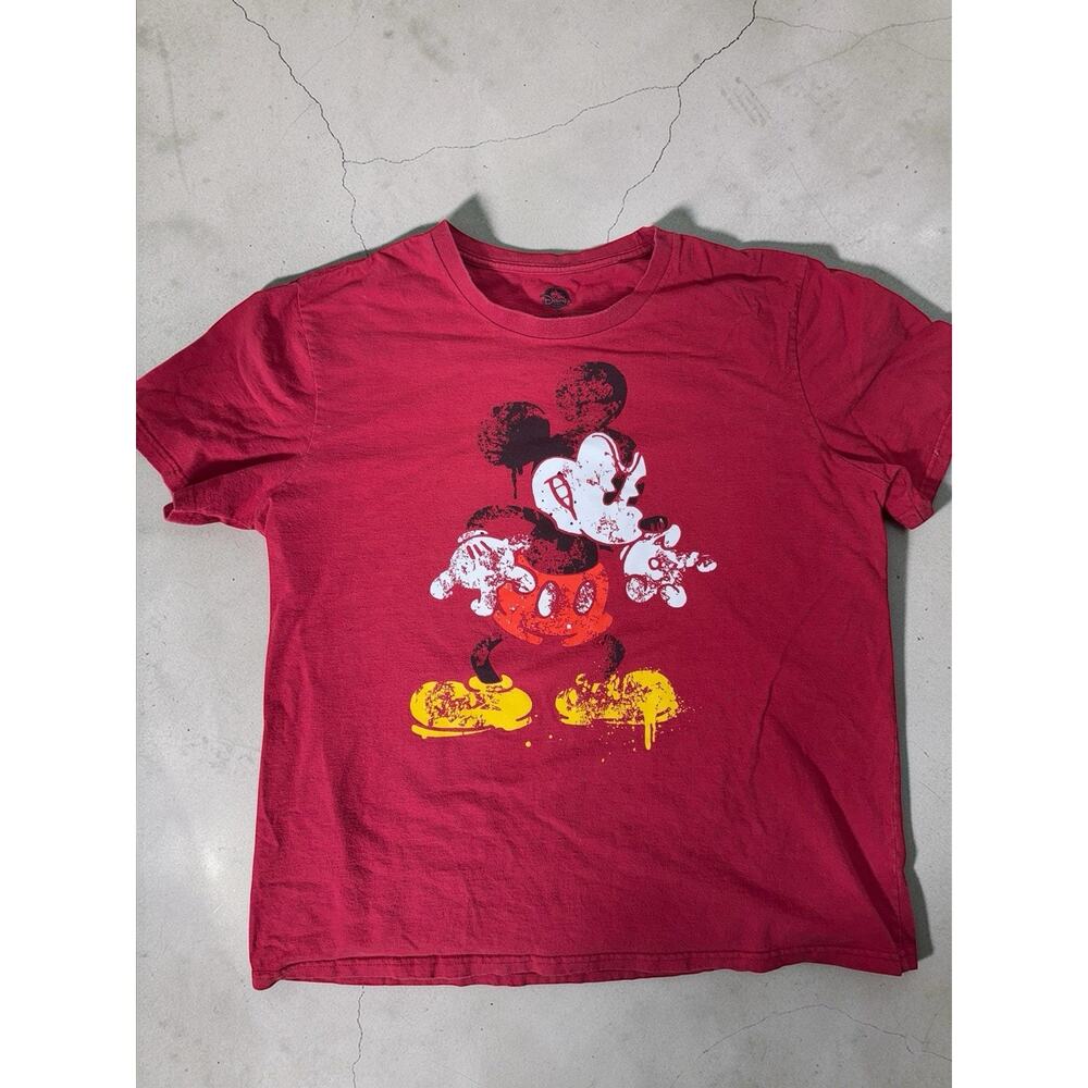 Men's Angry Mickey Mouse Red Disney Tee Shirt Size XL